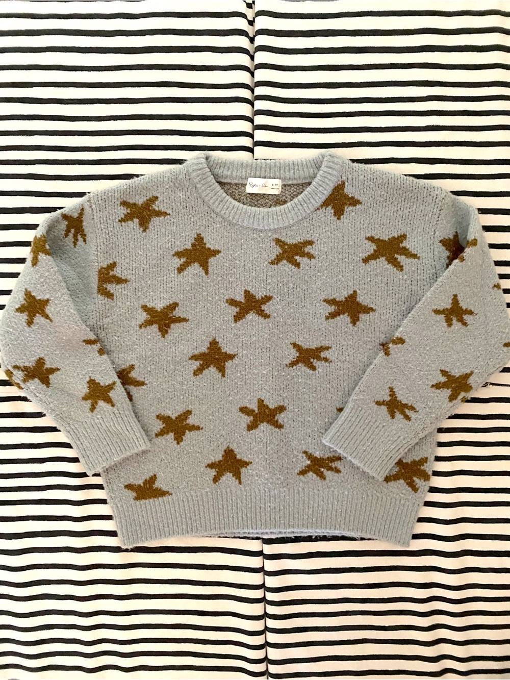 Rylee + Cru 6-7yr Slate Blue Star Sweater